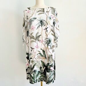 H&M Tropical Leaf Palm Floral Cheetah Print Mini Dress Women’s 8
